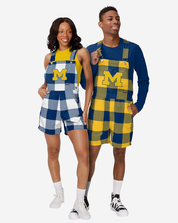 Michigan Wolverines Mens Plaid Bib Shortalls FOCO - FOCO.com