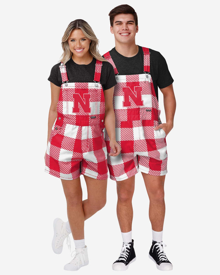 Nebraska Cornhuskers Mens Plaid Bib Shortalls FOCO - FOCO.com