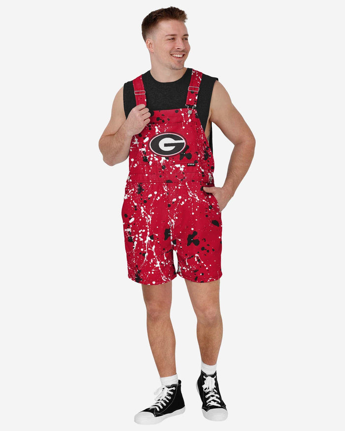 Georgia Bulldogs Mens Paint Splatter Bib Shortalls FOCO S - FOCO.com