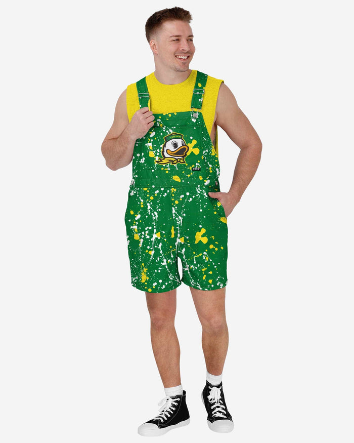 Oregon Ducks Mens Paint Splatter Bib Shortalls FOCO S - FOCO.com