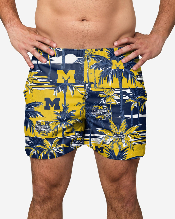 Michigan Wolverines 2023 Football National Champions Floral Swimming Trunks FOCO S - FOCO.com
