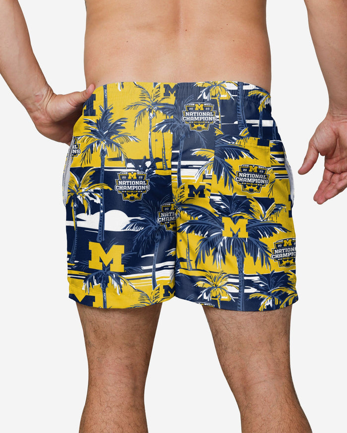 Michigan Wolverines 2023 Football National Champions Floral Swimming Trunks FOCO - FOCO.com