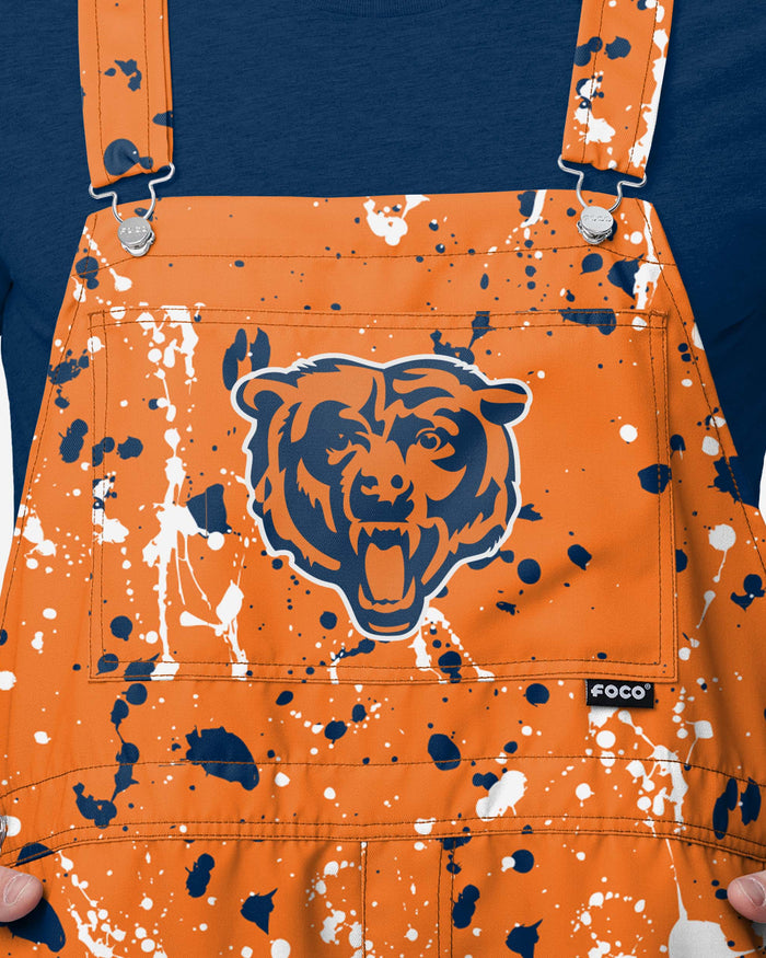 Chicago Bears Mens Paint Splatter Bib Shortalls FOCO - FOCO.com