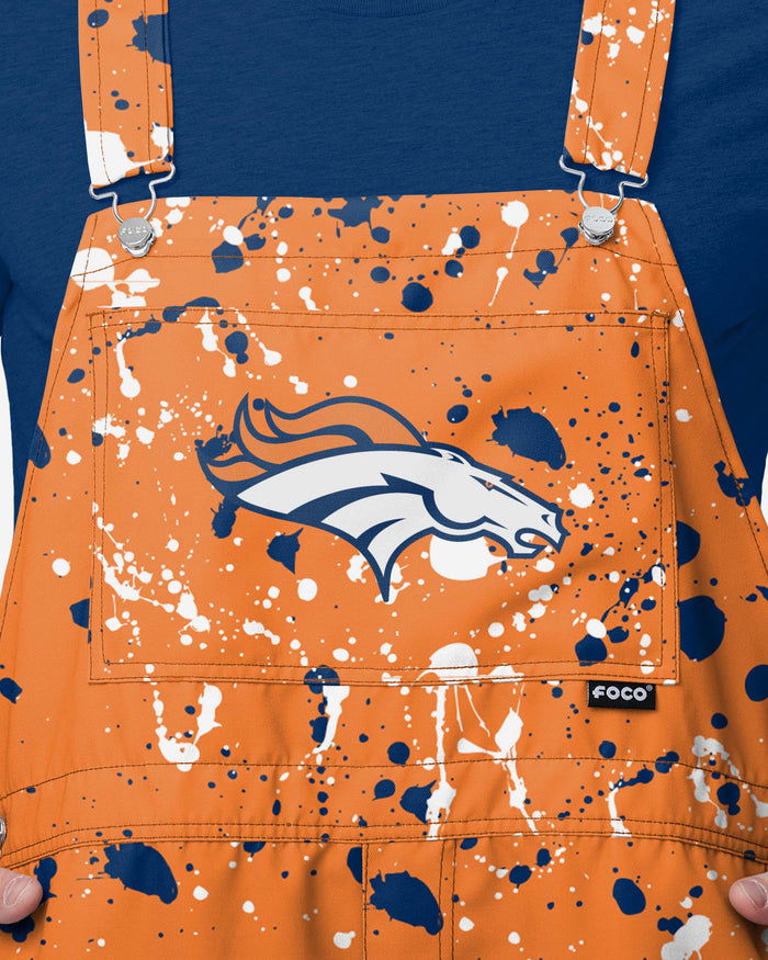 Denver Broncos Mens Paint Splatter Bib Shortalls FOCO - FOCO.com