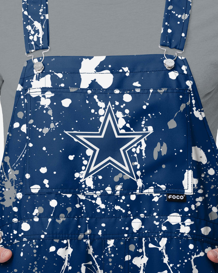 Dallas Cowboys Mens Paint Splatter Bib Shortalls FOCO - FOCO.com