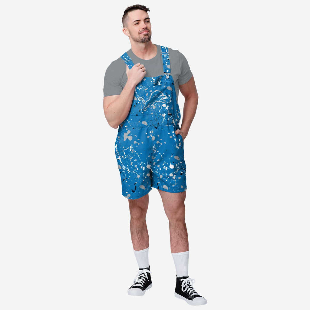 Detroit Lions Mens Paint Splatter Bib Shortalls FOCO S - FOCO.com