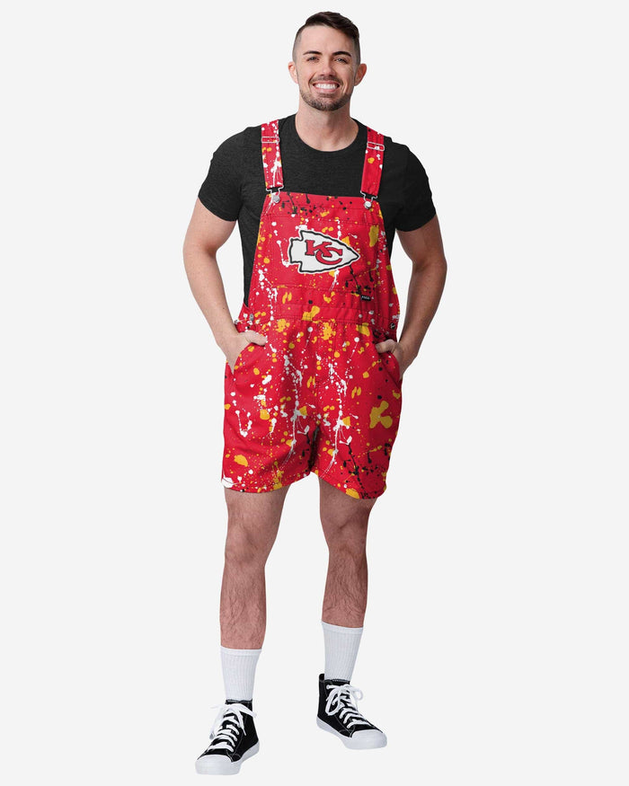 Kansas City Chiefs Mens Paint Splatter Bib Shortalls FOCO S - FOCO.com