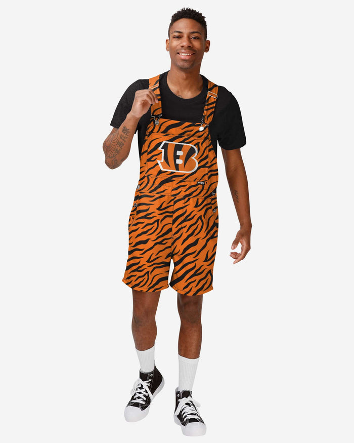 Cincinnati Bengals Mens Tiger Stripe Thematic Bib Shortalls FOCO S - FOCO.com