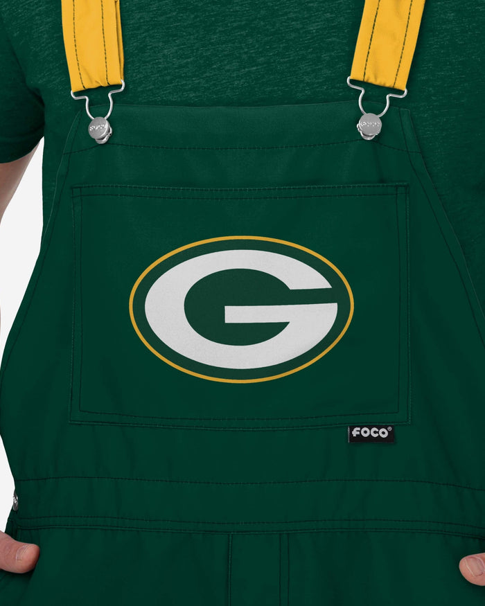 Green Bay Packers Mens Team Stripe Bib Shortalls FOCO - FOCO.com