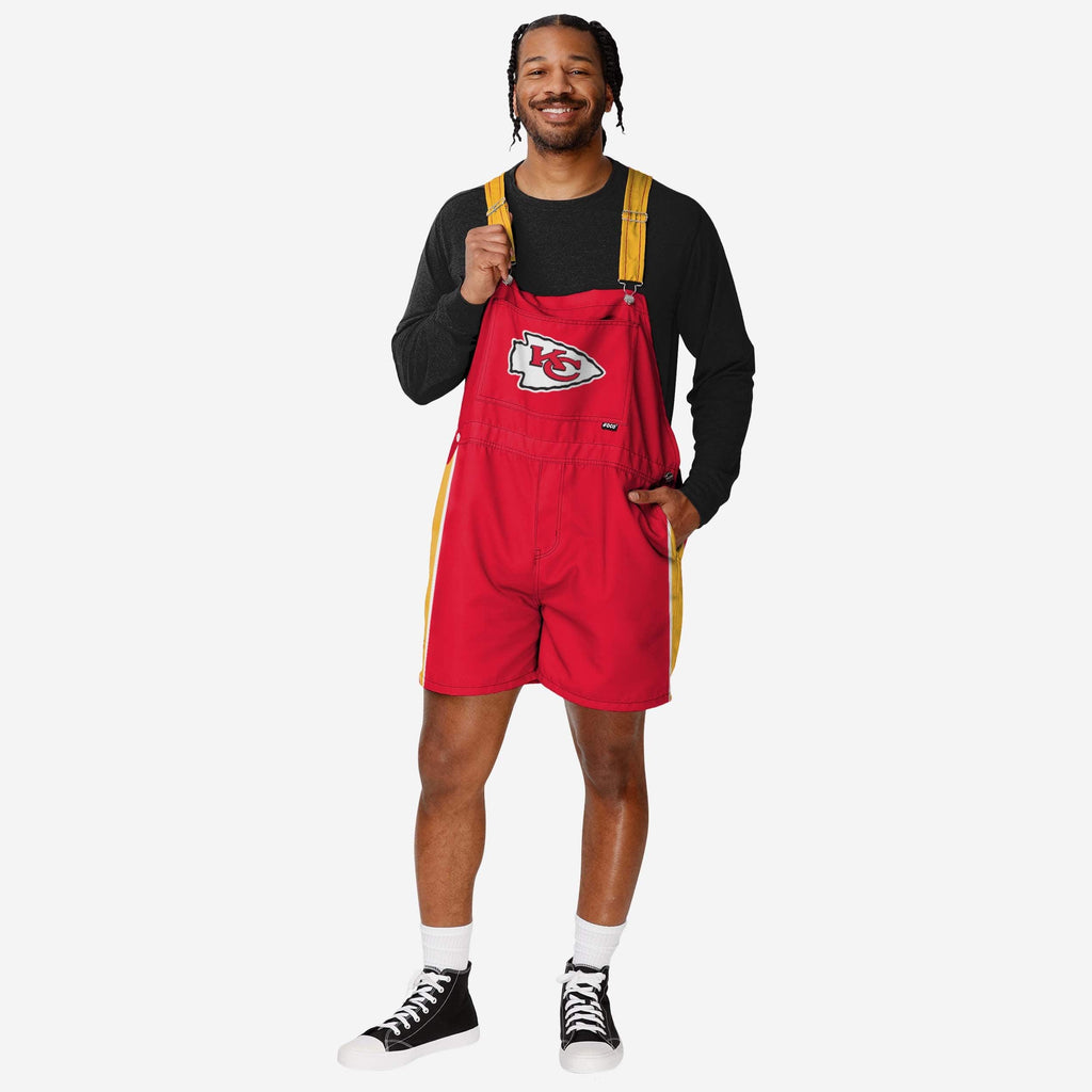 Kansas City Chiefs Mens Team Stripe Bib Shortalls FOCO S - FOCO.com