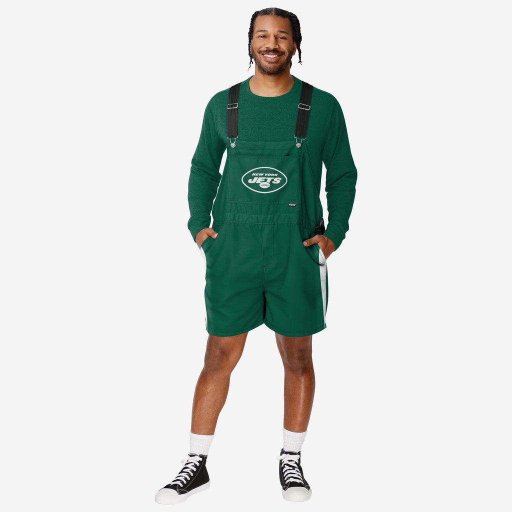 New York Jets Mens Team Stripe Bib Shortalls FOCO S - FOCO.com