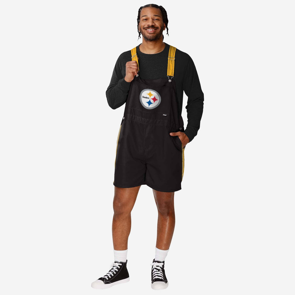 Pittsburgh Steelers Mens Team Stripe Bib Shortalls FOCO S - FOCO.com