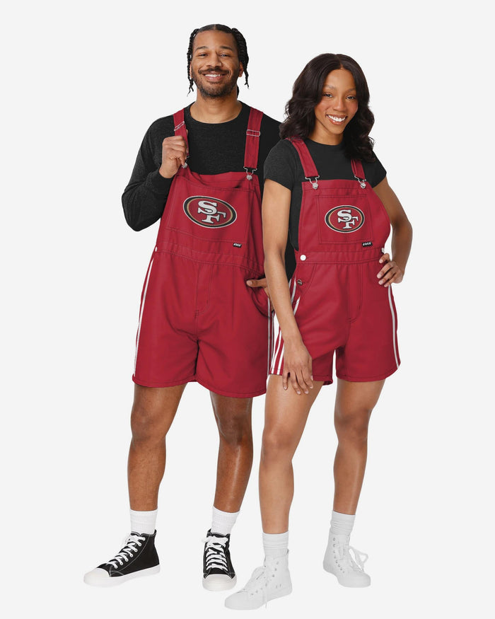 San Francisco 49ers Mens Team Stripe Bib Shortalls FOCO S - FOCO.com