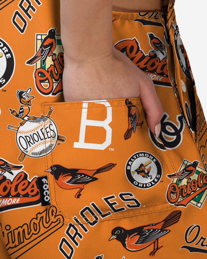 Baltimore Orioles Womens Historic Print Bib Shortalls FOCO - FOCO.com