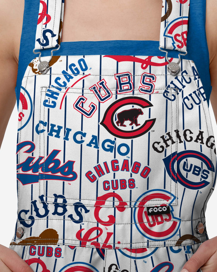 Chicago Cubs Womens Historic Print Bib Shortalls FOCO - FOCO.com