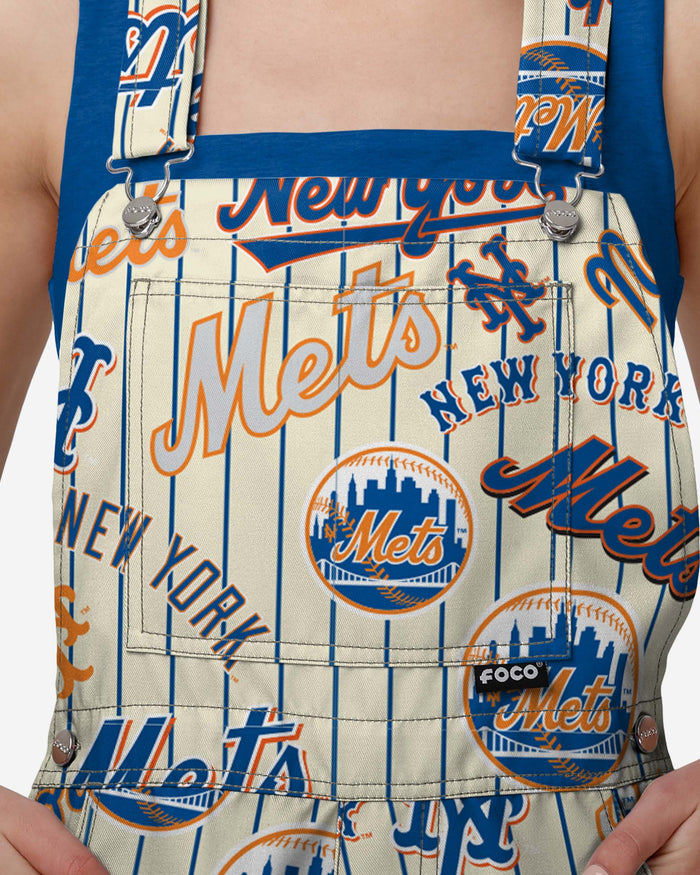 New York Mets Womens Historic Print Bib Shortalls FOCO - FOCO.com