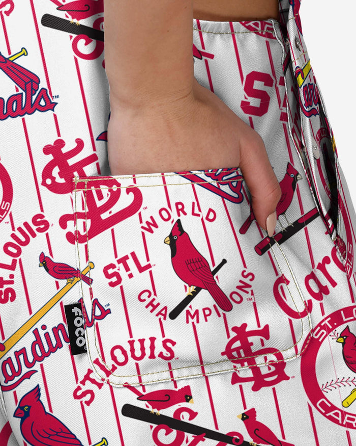St Louis Cardinals Womens Historic Print Bib Shortalls FOCO - FOCO.com