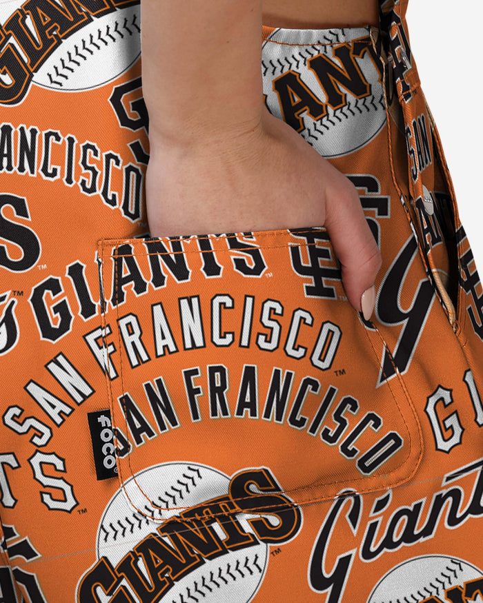 San Francisco Giants Womens Historic Print Bib Shortalls FOCO - FOCO.com