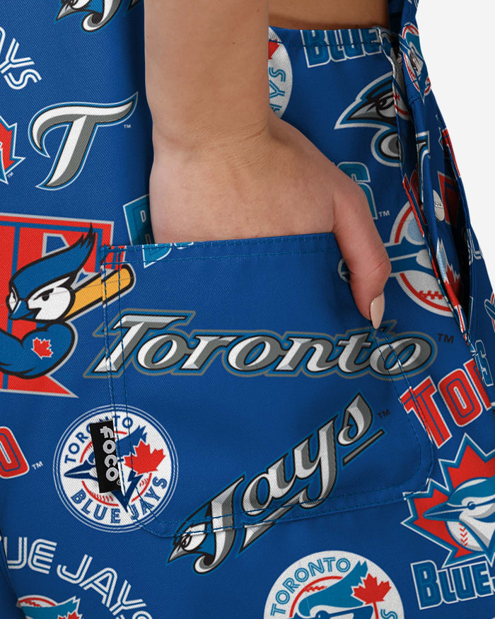 Toronto Blue Jays Womens Historic Print Bib Shortalls FOCO - FOCO.com
