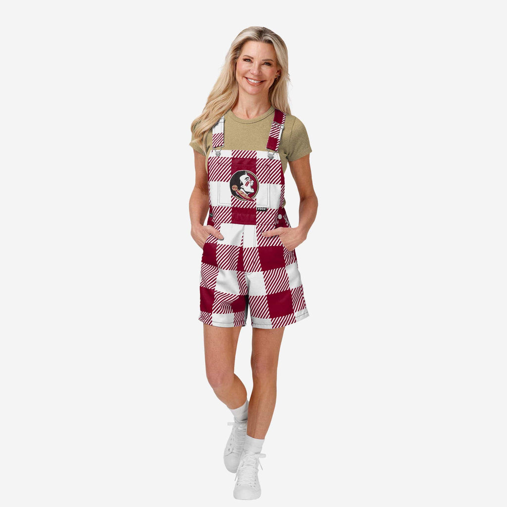 Florida State Seminoles Womens Plaid Bib Shortalls FOCO XS - FOCO.com