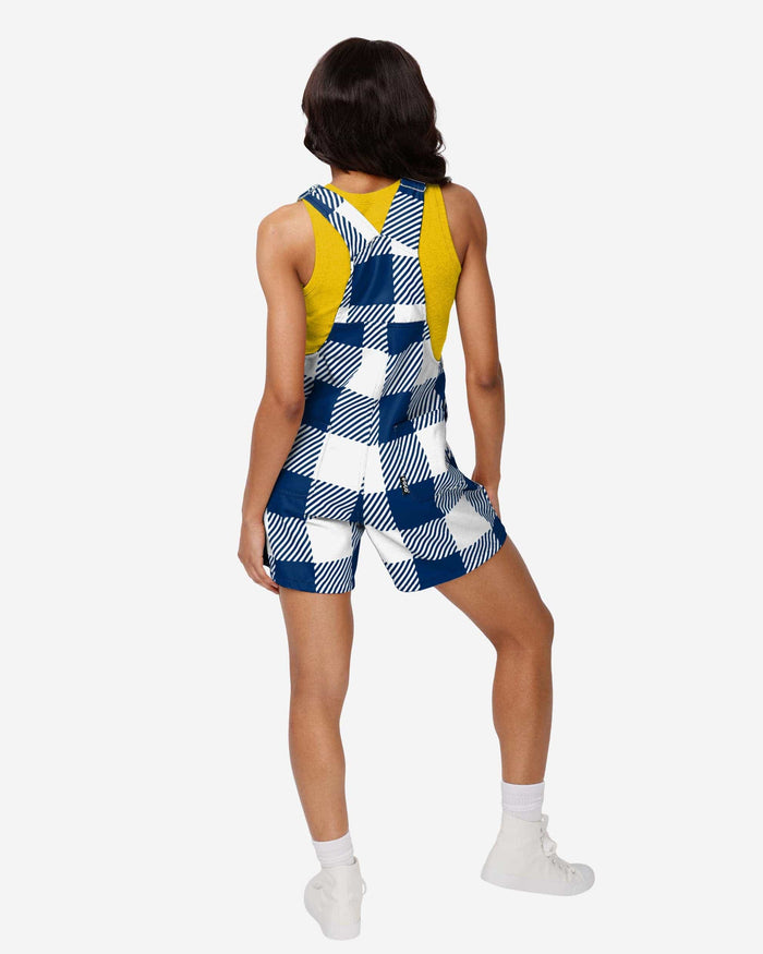 Michigan Wolverines Womens Plaid Bib Shortalls FOCO - FOCO.com