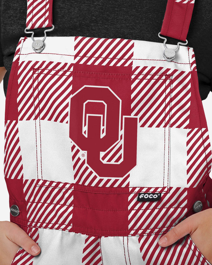 Oklahoma Sooners Womens Plaid Bib Shortalls FOCO - FOCO.com