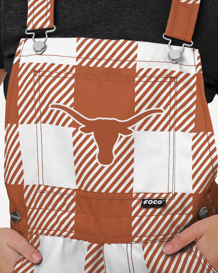 Texas Longhorns Womens Plaid Bib Shortalls FOCO - FOCO.com