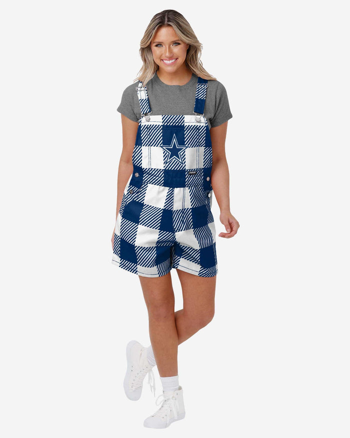 Dallas Cowboys Womens Plaid Bib Shortalls FOCO XS - FOCO.com