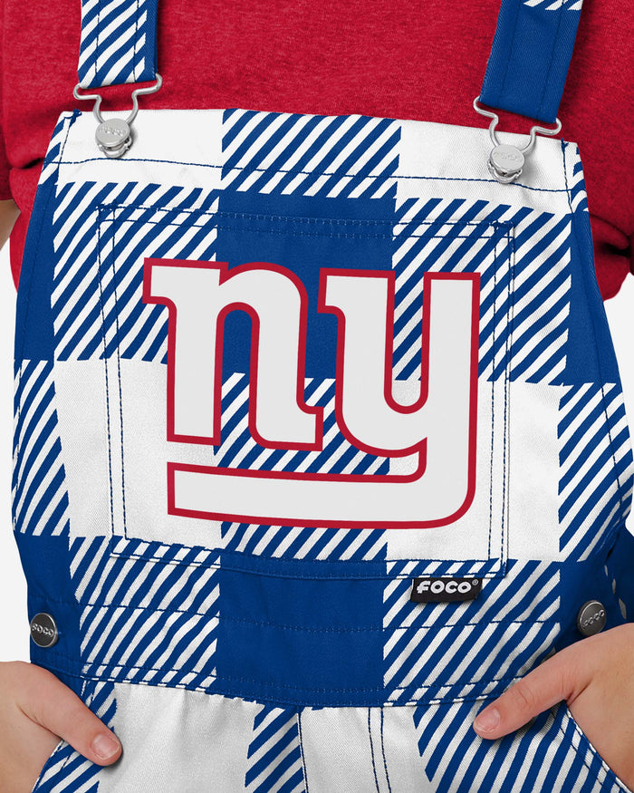 New York Giants Womens Plaid Bib Shortalls FOCO - FOCO.com