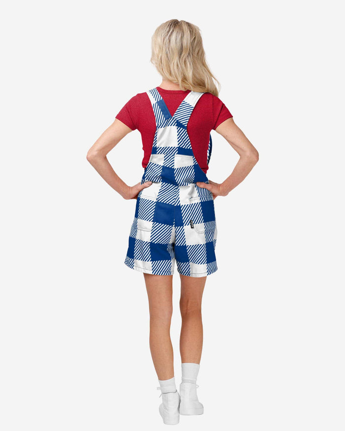 New York Giants Womens Plaid Bib Shortalls FOCO - FOCO.com