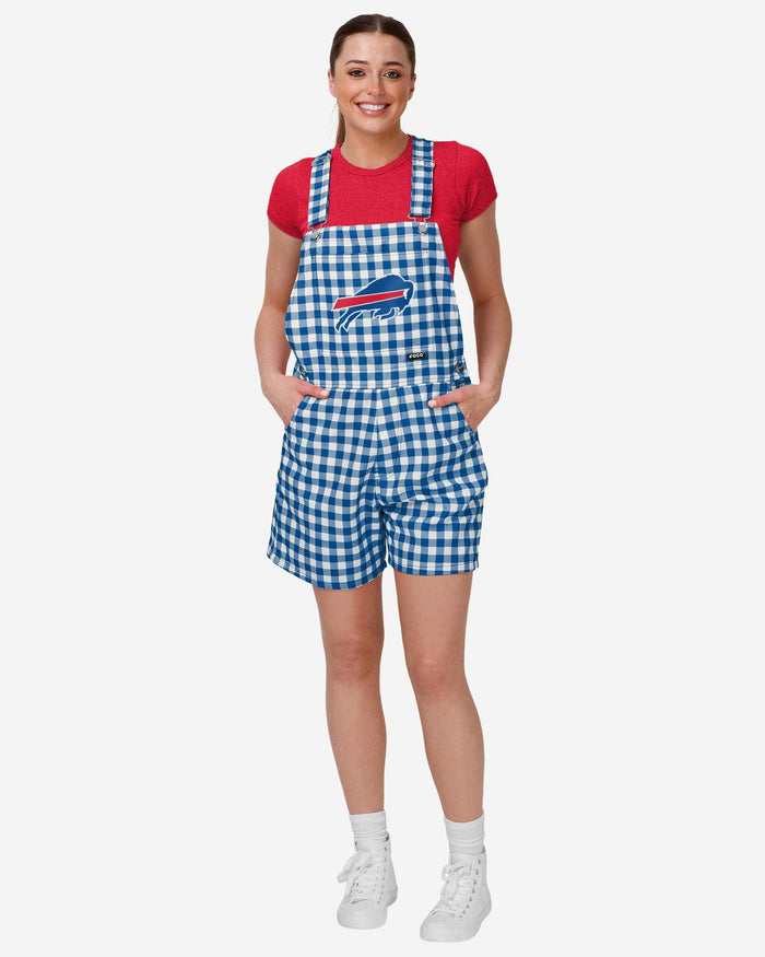 Buffalo Bills Womens Gingham Check Bib Shortalls FOCO XS - FOCO.com