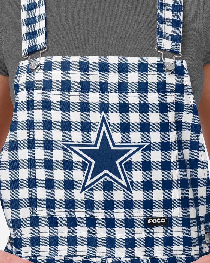 Dallas Cowboys Womens Gingham Check Bib Shortalls FOCO - FOCO.com