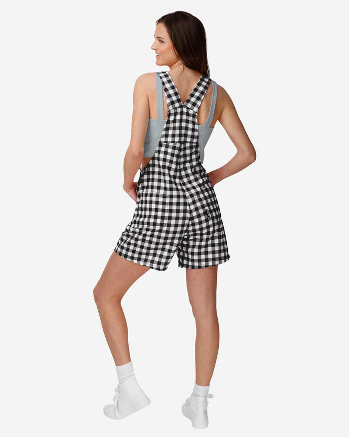 Las Vegas Raiders Womens Gingham Check Bib Shortalls FOCO - FOCO.com