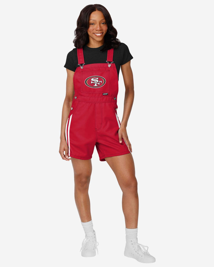 San Francisco 49ers Womens Team Stripe Bib Shortalls FOCO XS - FOCO.com