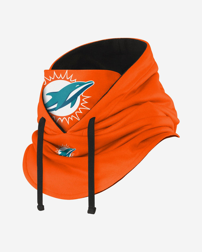 Miami Dolphins Alternate Team Color Drawstring Hooded Gaiter FOCO - FOCO.com