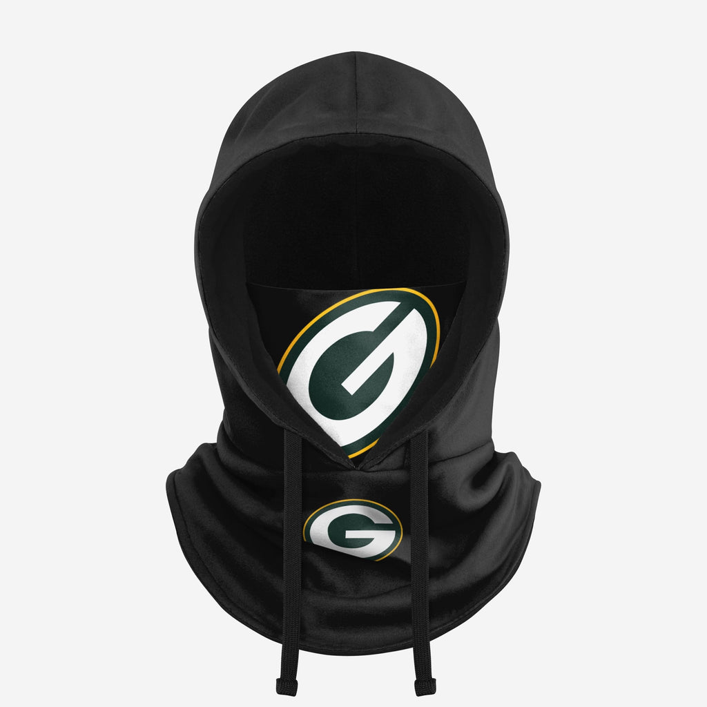 Green Bay Packers Black Drawstring Hooded Gaiter FOCO - FOCO.com