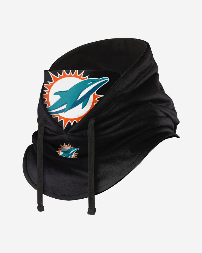 Miami Dolphins Black Drawstring Hooded Gaiter FOCO - FOCO.com