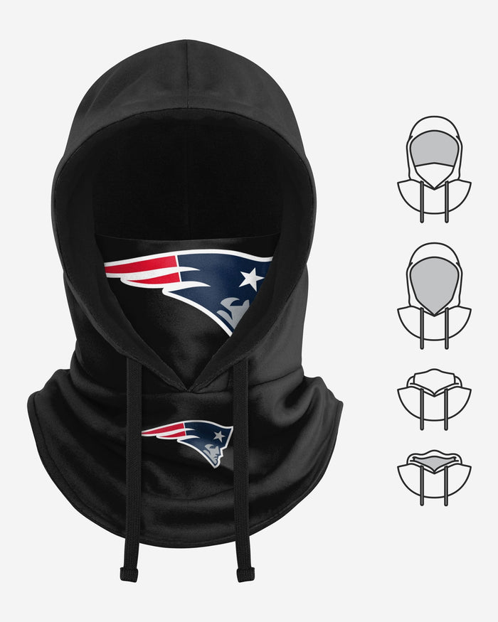 New England Patriots Black Drawstring Hooded Gaiter FOCO - FOCO.com