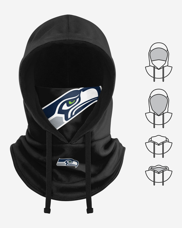 Seattle Seahawks Black Drawstring Hooded Gaiter FOCO - FOCO.com