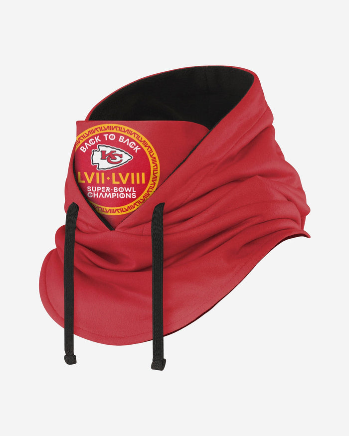 Kansas City Chiefs Super Bowl LVIII Champions Drawstring Hooded Gaiter FOCO - FOCO.com