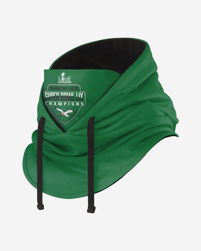 Philadelphia Eagles Super Bowl LIX Champions Kelly Green Hooded Gaiter Scarf FOCO - FOCO.com