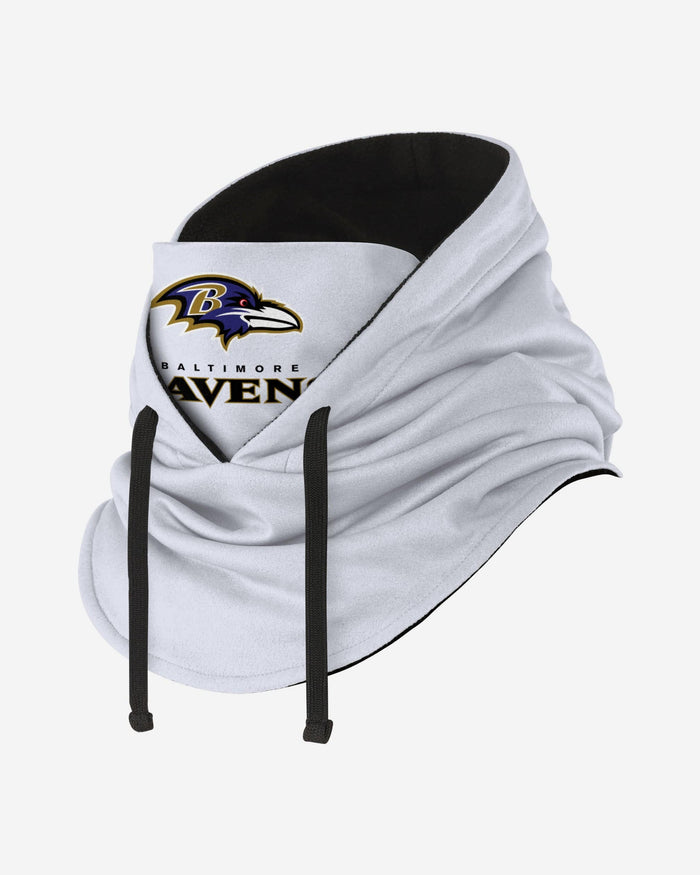 Baltimore Ravens White Drawstring Hooded Gaiter FOCO - FOCO.com