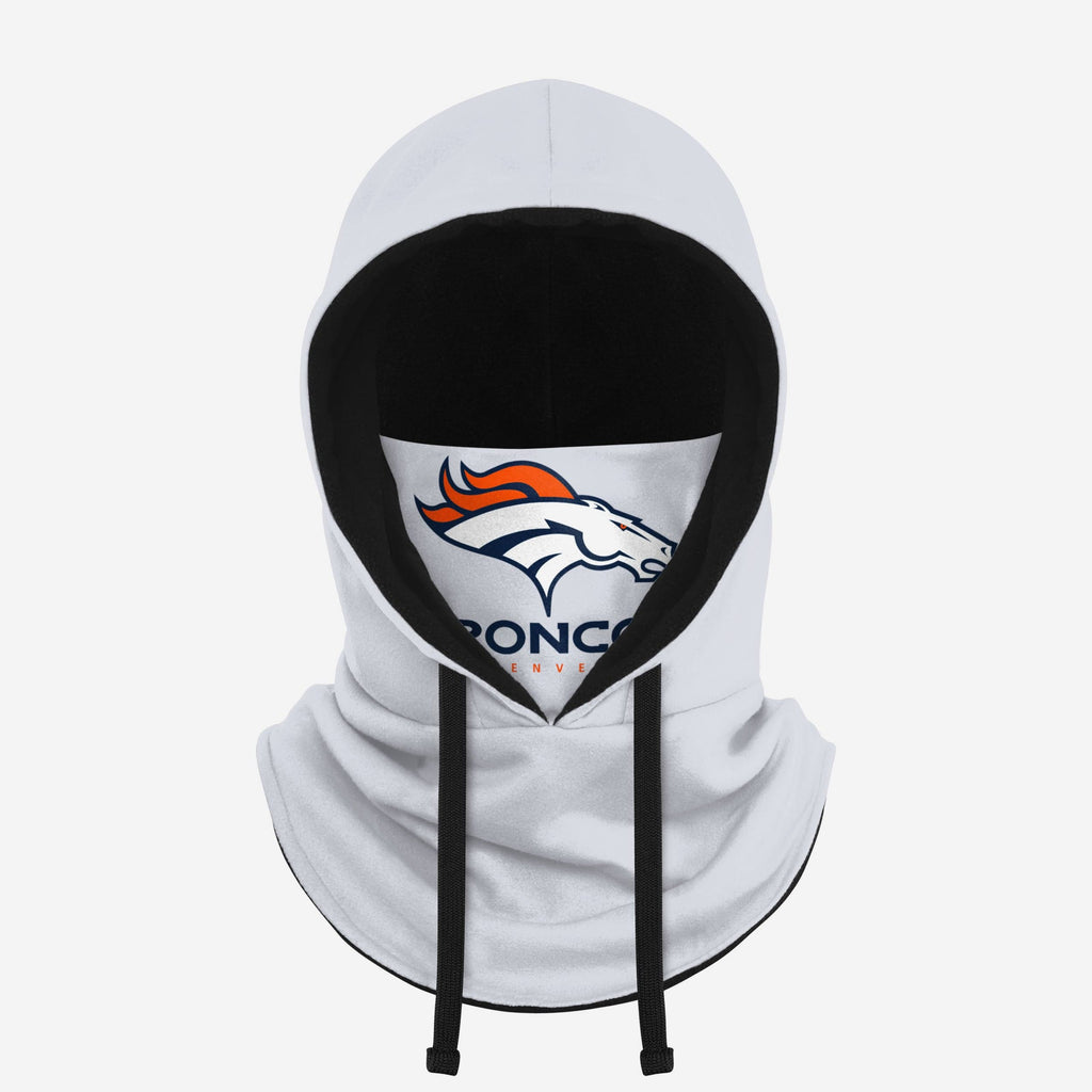 Denver Broncos White Drawstring Hooded Gaiter FOCO - FOCO.com