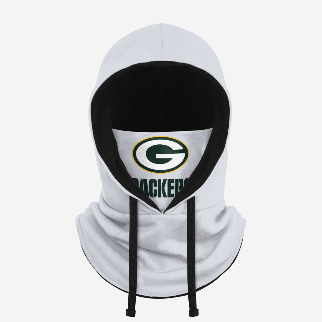 Green Bay Packers White Drawstring Hooded Gaiter FOCO - FOCO.com