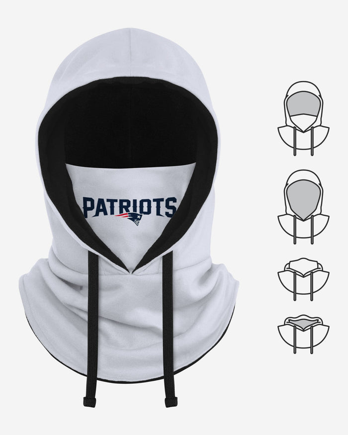 New England Patriots White Drawstring Hooded Gaiter FOCO - FOCO.com