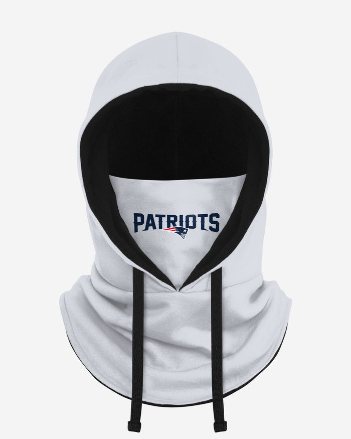 New England Patriots White Drawstring Hooded Gaiter FOCO - FOCO.com