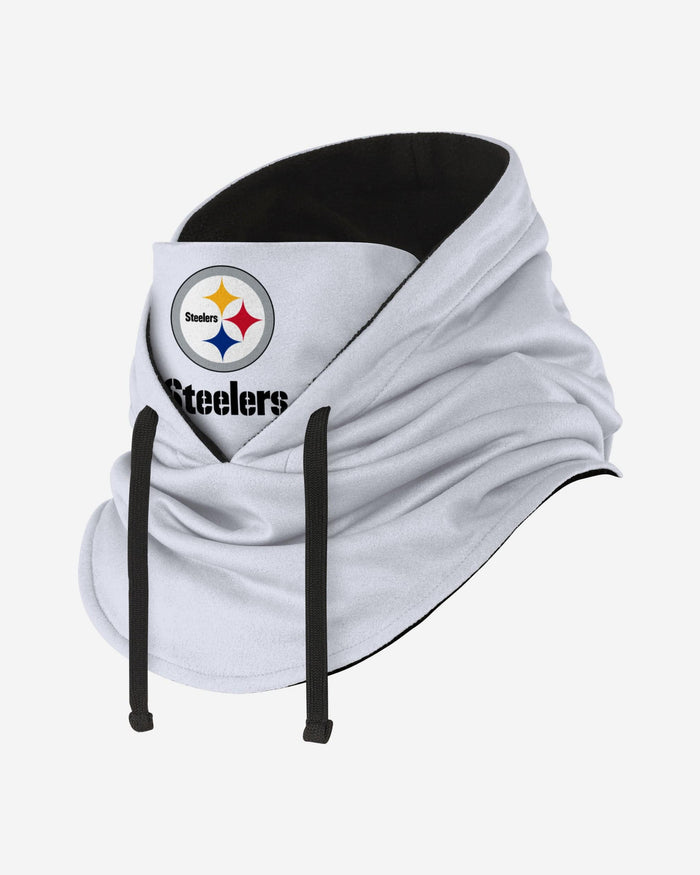 Pittsburgh Steelers White Drawstring Hooded Gaiter FOCO - FOCO.com