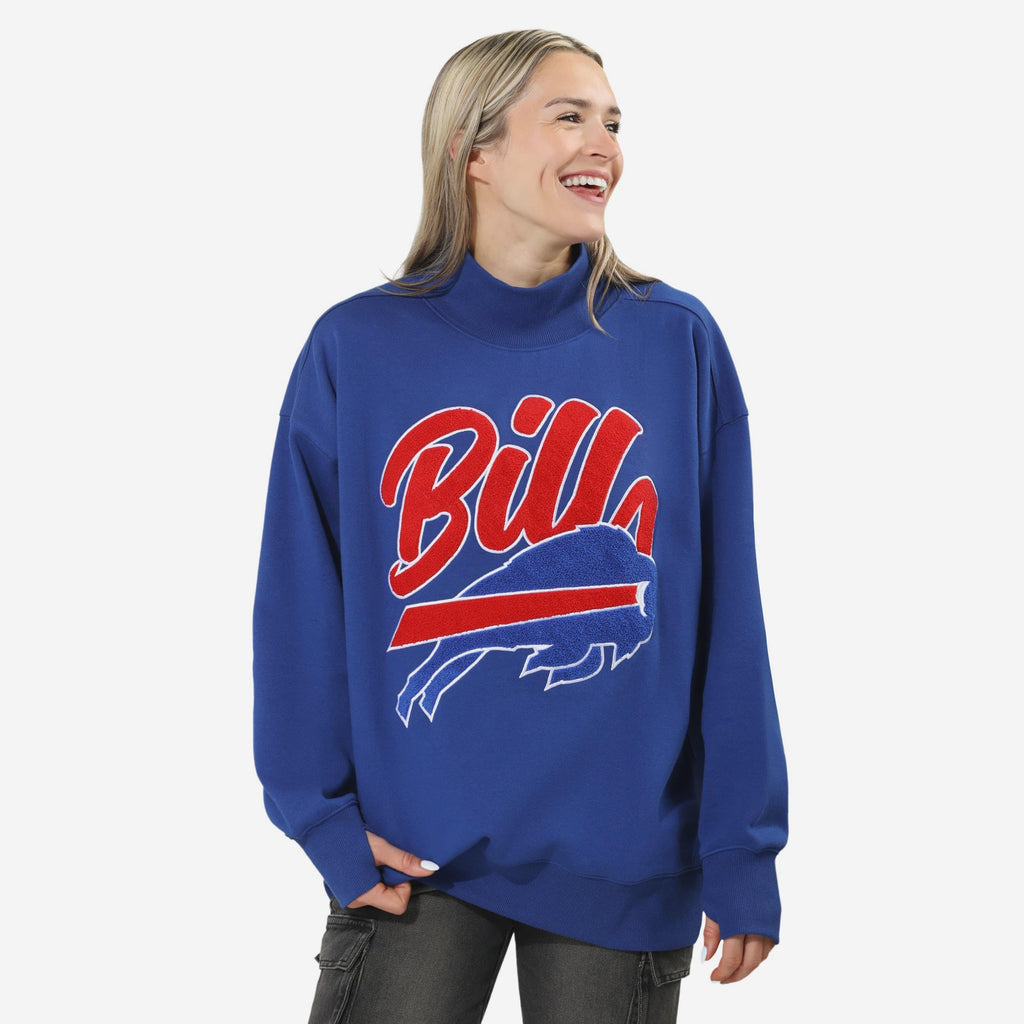 Buffalo Bills Chenille Logo Oversized Mockneck Sweatshirt FOCO S - FOCO.com