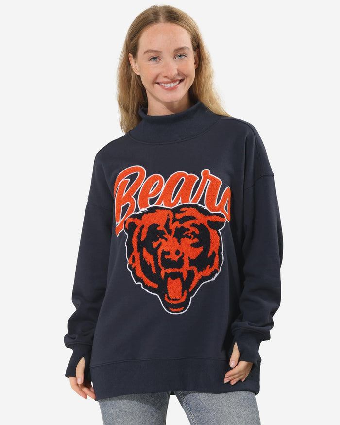 Chicago Bears Chenille Logo Oversized Mockneck Sweatshirt FOCO S - FOCO.com