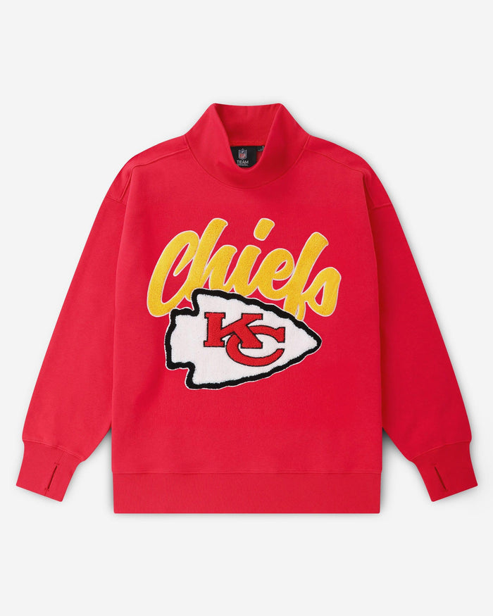Kansas City Chiefs Chenille Logo Oversized Mockneck Sweatshirt FOCO S - FOCO.com